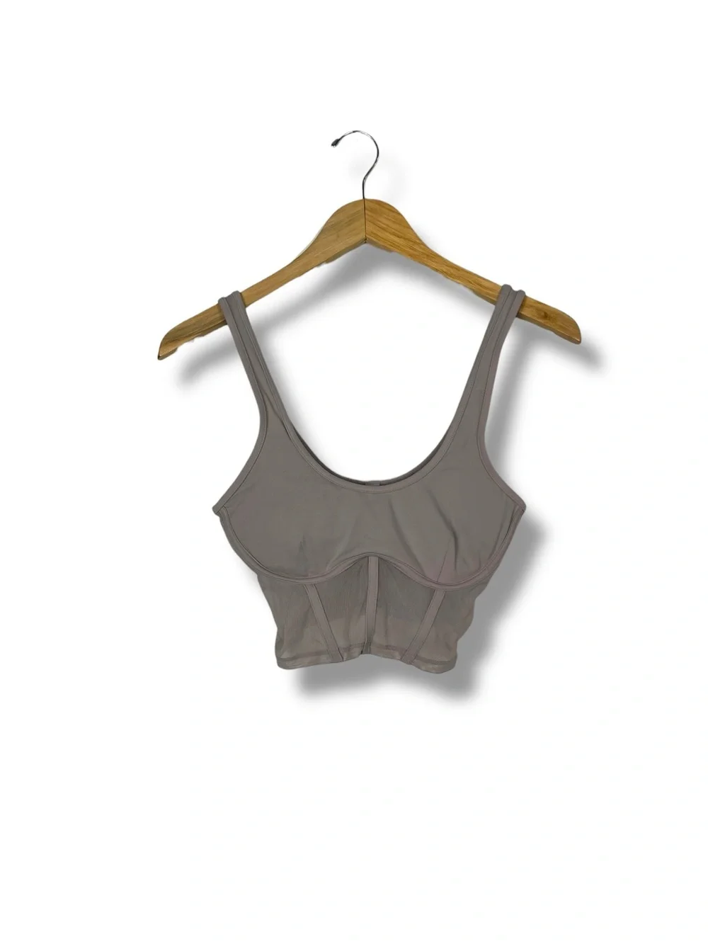 Alo Airbrush Mesh Corset Tank Beige Dusty Rose Grey Small Yoga Bra Top Pads